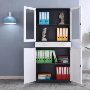 Customized Modern Living Room Wide Side Glass Door Steel Storage File Cabinets