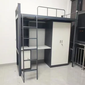 Customized Modern Metal School Dormitory Loft Bunk Bed with Storage Space saving Queen Size Stairs