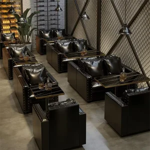 Customized Modern Outdoor Night Club Pu Leather Booth Sofa Party Room Hotel Cafe Wooden Commercial Seating Set