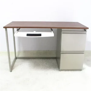 Customized Modern Single Office Desk Home Office Furniture Metal Steel Computer Table with Two Drawers Wood Panel Material