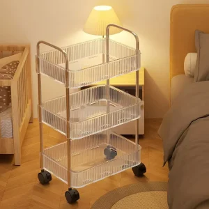 Customized Multilayer Storage Shelves Acrylic Trolley Storage Trolleys with Wheels