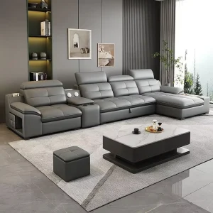Customized New Modern Space Saving Storage Faux Leather Reclining Leather Folding Multi Purposes Couch Living Room Sofa
