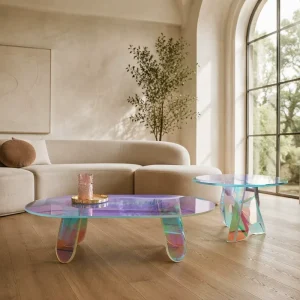 Customized Nordic Acrylic Side Table Rainbow Acrylic Clear Console Table for Living Room Apartment Hotels Decor