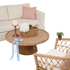 Customized Nordic Style 100% Solid Wood Round Event Table Sturdy Base Wedding Party Coffee Table