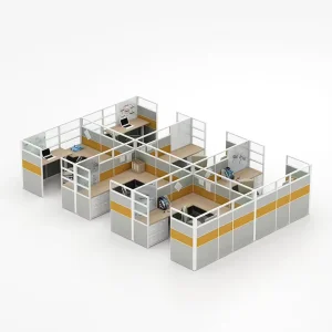 Customized Office Cubicle Modern Modular Design 6 Seats Independent Office Workstation with Overhead Cabinet