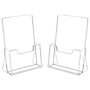 Customized Polished 8.7 X 9.2 Inches Acrylic Garment Display Holder 2 Pack Clear Counter Organizer Magazine Rack