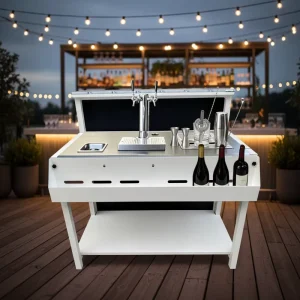 Customized Portable Aluminum Coffee Cocktail Cart Hand Push Drink Beverage Trolley Juice Beer Bicycle Bike Snack Food Outdoor