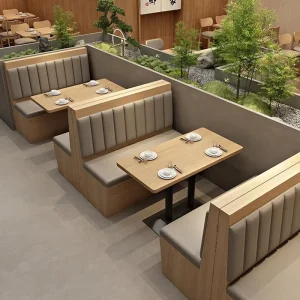 Customized Restaurant Furniture Set Commercial Coffee Shop Dining Solid Wood Leather Chairs and Table Sets