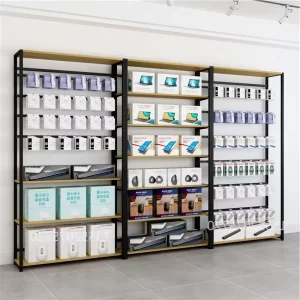 Customized Shopping Mall Wall Display Stand Retail Store Furniture for Mobile Phone Shop Cosmetic Display Cabinet Showcase