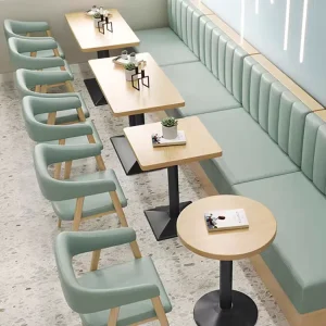 Customized Soft Bench Seat for Restaurant With Wall Seating Coffee Shop Wooden Sofa Table and Chair Combination