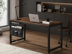 Customized Space Saving Steel Wood Computer Desk with Side Pocket for Apartment