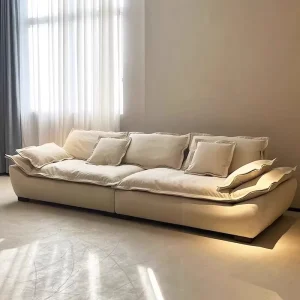 Customized Super Big Sofa Super Deep Sitting Wide High Backed Living Room Modern Cream Sofa Villa Hotel Office Couch