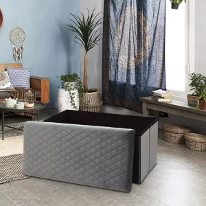 Customized Velvet Foldable Bedroom Furniture Seating Storage Ottoman Bench