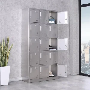 Customized Waterproof 201 304 Stainless Steel 15-Door Storage Locker Cabinet for School Hospital Outdoor