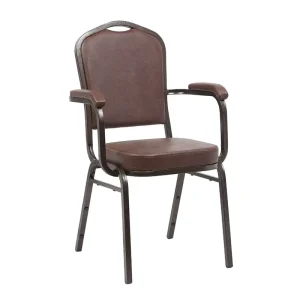 Customized logo Waterproof Theater Furniture High Luxury Brown Metal Church Auditorium Vinyl Armrest Chair for Sale