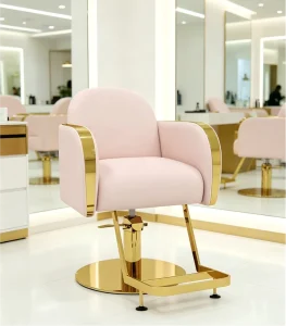 Cute Pink and Gold Styling Chair Professional Barber Chair for Girls Beauty Salon
