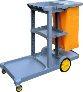 D-10E Cleaning Service Trolley 3 Layers PP Janitorial Supplies with Wheels for Hotel Cleaning