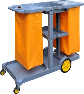 D-10F Cleaning Service Trolley 3 Layers PP Janitorial Supplies With Wheels for Hotel Cleaning