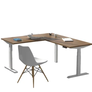 D-8FU2 Modern Metal Extendable Computer Desk Electric Height Adjustment L-Shaped Corner Office Desk for Workspace