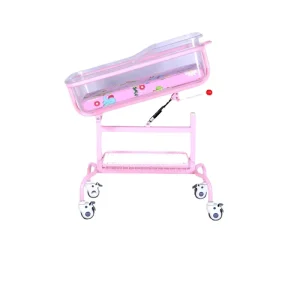 DEFENG Medical Manual Hospital Bed Adjustable Medical Baby Care Trolley Baby Crib with Storage Basket