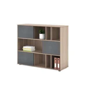 DIOUSNEW Modern Simple Wooden Bookcase Filing Cabinet with for Boss Office or Living Room Background Desk