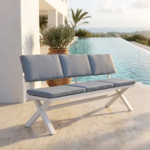 Daphne Outdoor Aluminum Patio Bench Armless Design Garden Furniture for Patio Outdoors