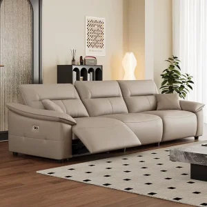 Dareko Modern Luxury Power Recliner Sectional Sofa Genuine Leather Sponge Filled for Home & Hotel Entertainment Spaces