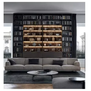 Dark Color Tone Modern Minimalism Bookshelf OSB Wooden Book Cabinet