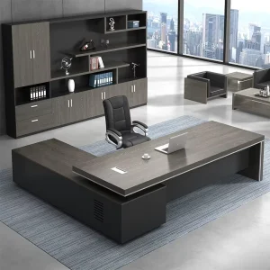 Dark Executive Desk Simple Office Table with Large Desktop L Shape Workspace Desk