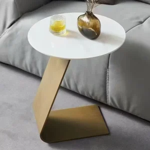 Decor Light Luxury Decorative Brushed Stainless Steel Coffee Shelf Side Table for Hotel