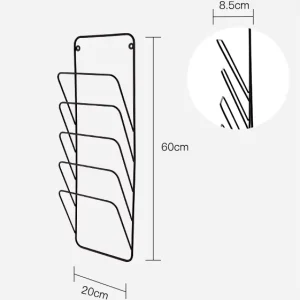 Decorative Black Metal Wire Wall Mounted Magazine Letter Rack