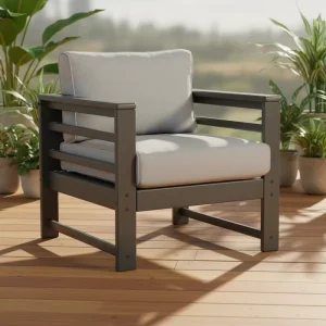 Deep Seating HDPE Outdoor Sofa Set All Season Weather Resistant Modern Patio Armchair Sustainable Garden Accent Chair Cushions