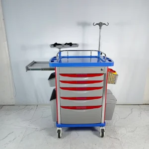Deluxe Medical Trolley with Defibrillator Platform and Oxygen Bottle Support for Rapid Hospital Emergency Room Access