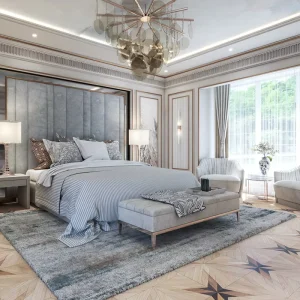 Deluxe Solid Wood Frame Large Linen cotton Hotel Bed Full Double Queen Bed Bedroom Furniture Set