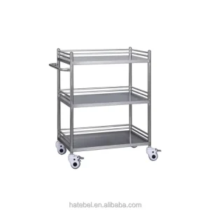Dental Clinic Stainless Steel Dental Trolley 3 Layers Medical Instrument Cart