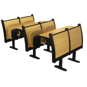 Design Auditorium Seating Tip Up Chair with Writing Desk Wood Laminate Floor Mounted Metal Frame for School University Hall