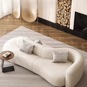 Designer Double Sided Leather Arc Irregular Sofa Light Luxury High End Lounge for Living Room Reception Commercial Furniture
