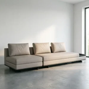 Designer Living Room Furniture Durable Modern Minimalist Couch Sofa Aether Series Leather Sofa Set
