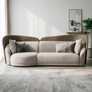 Designer Living Room Furniture High End Durable Modern Couch Sofa Bloom Series Leather and Fabric Sofa Set