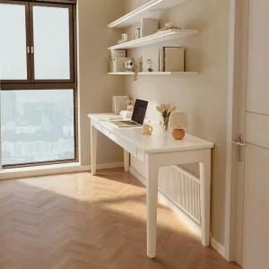 Designer Minimalist White Desk Sleek Contemporary Writing Suite Pure Aesthetic Home Office Furniture Modern Interior Projects