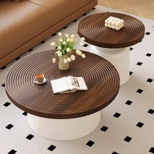 Designer Modern Coffee Table with Stable Wooden Walnut Desktop for Living Room