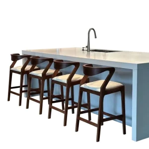 Designer Modern Commercial Solid Wood Island Counter Bar Stool with Backrest and Armrest