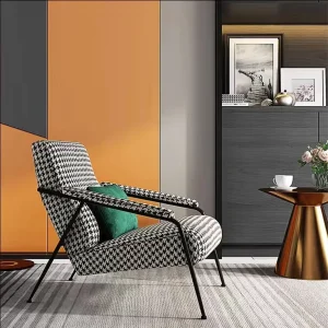 Designer Swallow Grid Upholstered Leisure Chair Living Room Arm Chair