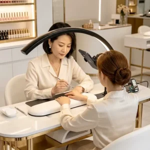 Desk Lamp with Phone Stand Holder for Nail Desk Table Lamp 3 Light Color 240pcs Beads for Study Nails Desk