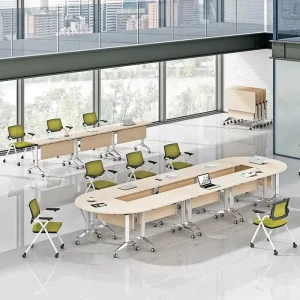 Desk Supplies Office Foldable Desk Furniture Set Conference Desk with Charging Outlet for School Folding Conference Table