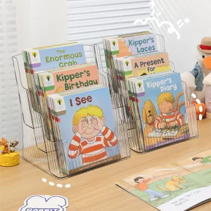 Desktop Bookshelf Children’s Picture Book Display Rack Poster Magazine Storage Artifact Transparent Acrylic Ladder Rack