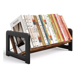 Desktop Bookshelf Organizer Wood Slanted Desk Bookshelf Small Tabletop Book Rack Portable Mini Bookcase for Book Display