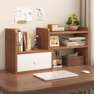 Desktop Shelf Minimalist Modern Home Desk Organizer Multi tiered Corner compatible Small Bookcase Office Workstation Drawers