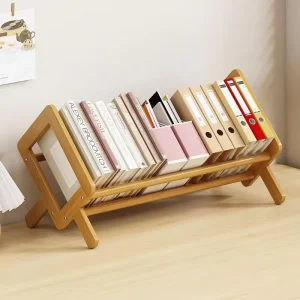 Desktop Student Small Bookcase Simple Bamboo and Wood Storage Bookcase Bookcase and Study Room Magazine Rack