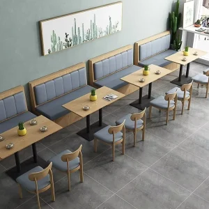 Dessert Milk Tea Shop Restaurant Solid Wood Table Chair Set Modern Minimalist Multifunctional Dining Cafe Sofa Booth Seating
